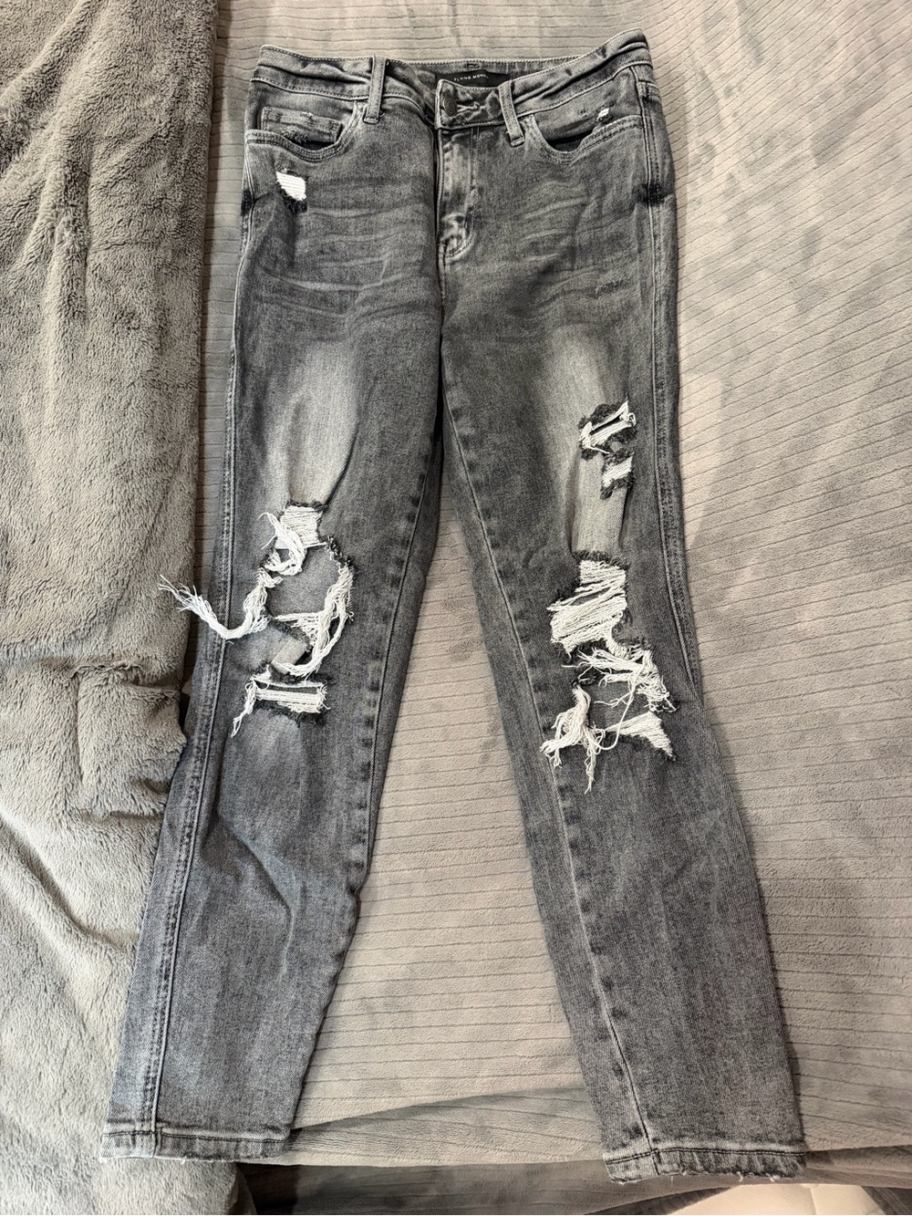 Flying Monkey Grey Distressed Skinny Jeans